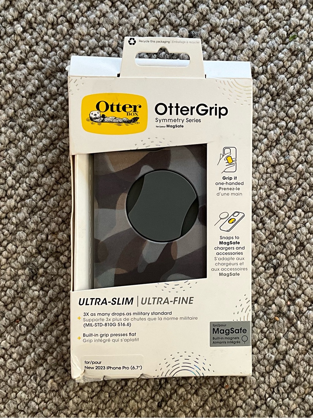 OtterBox OtterGrip Symmetry Phone Pro (6.7in) Case - Green Brown Camouflage